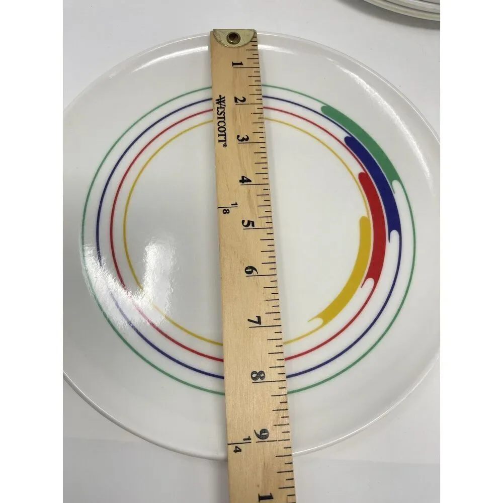 Vintage Idea Dishes Rainbow Hi Fi Primary Melamine Plastic Plates 9.25” Set Of 6